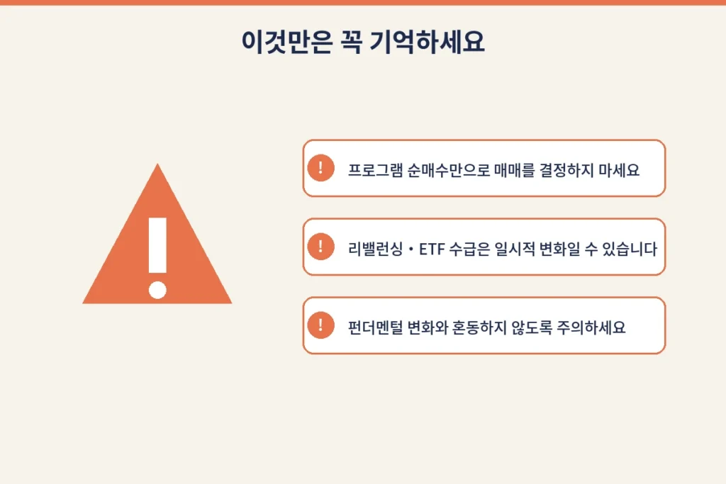 삼성전자, SK하이닉스 투자자 필수! 대형주 주가를 움직이는 프로그램 수급 읽기 4 b img4 caution