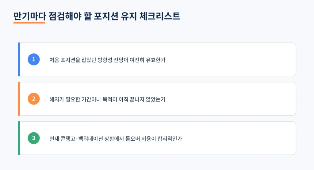 선물 포지션을 계속 유지하고 싶은 이유, 무엇이 있을까 3 diagramQ checklist