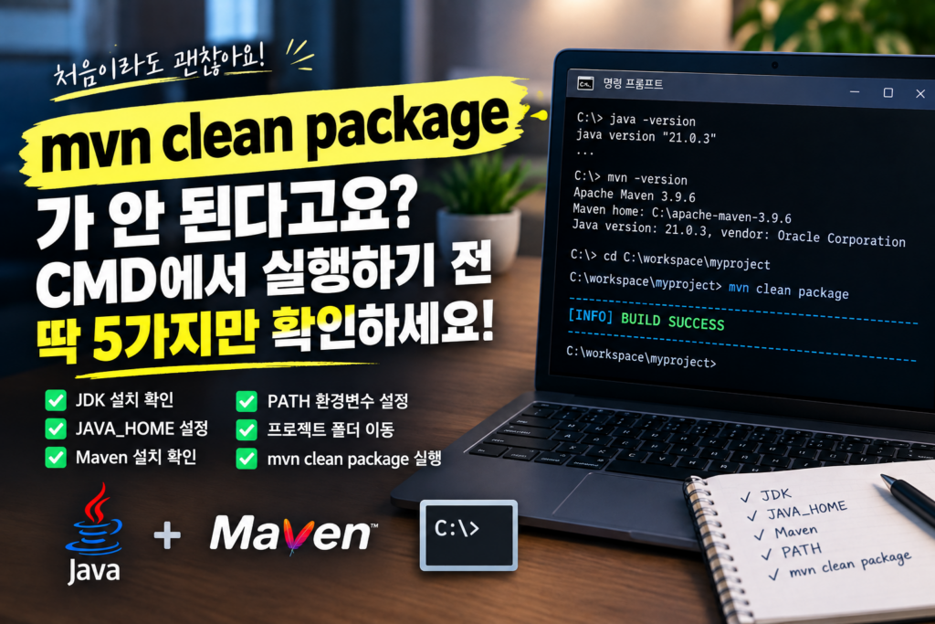 윈도우 CMD에서 mvn clean package 실행하는 가장 쉬운 방법
